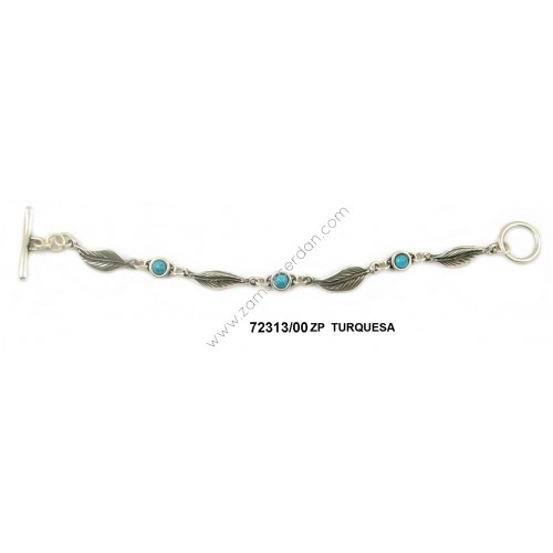 PULSERA COMPLETA HOJAS Y TURQUESA