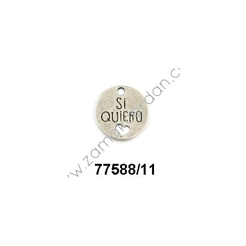 COLGANTE CHAPA REDONDA "SÍ QUIERO"