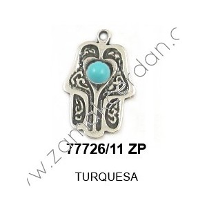 COLGANTE MANO FÁTIMA CON TURQUESA