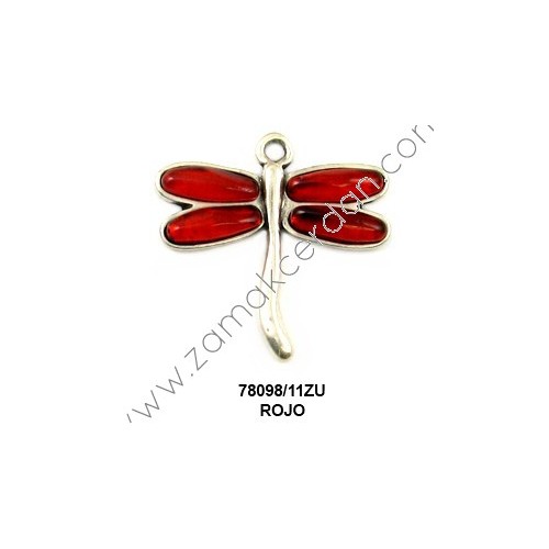 COLGANTE LIBÉLULA 4 RESINAS ROJO