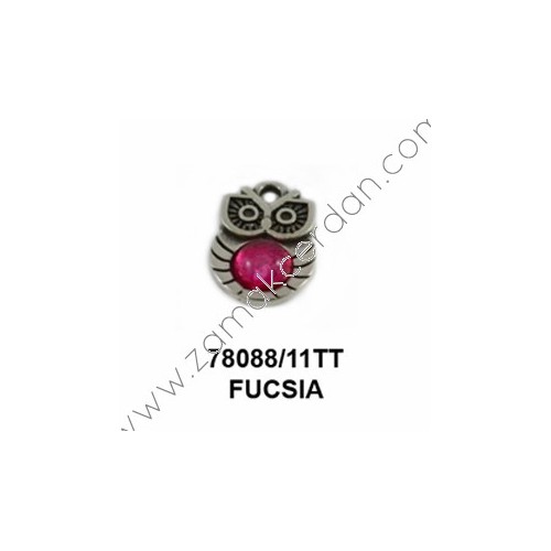 COLGANTE BUHO CON CRISTAL FUCSIA