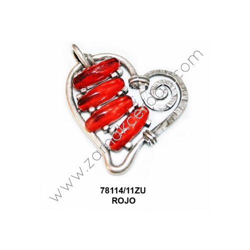 COLGANTE CORAZÓN 4 CRISTALES ROJOS