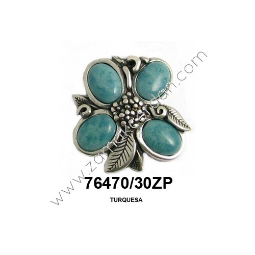 ENTREPIEZA FLOR CON PIEDRAS TURQUESAS