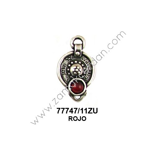 COLGANTE ENTREPIEZA REDONDO CON PIEDRA ROJA Y ANILLA