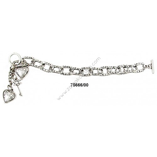 PULSERA COMPLETA CADENA CORAZONES Y LLAVE