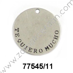COLGANTE CHAPA REDONDA GRANDE "TE QUIERO MUCHO"