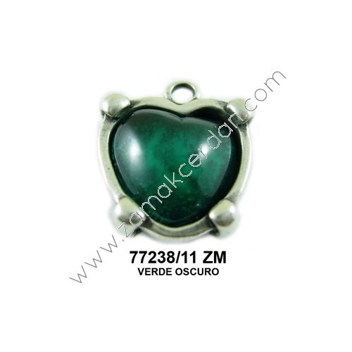 COLGANTE CORAZÓN CON PIEDRA VERDE OSCURO