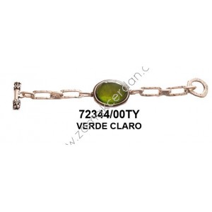 PULSERA COMPLETA ESLABONES Y RESINA VERDE CLARO