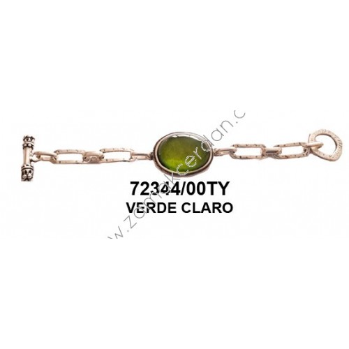 PULSERA COMPLETA ESLABONES Y RESINA VERDE CLARO