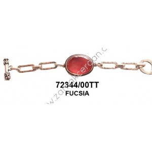 PULSERA COMPLETA ESLABONES Y RESINA FUCSIA