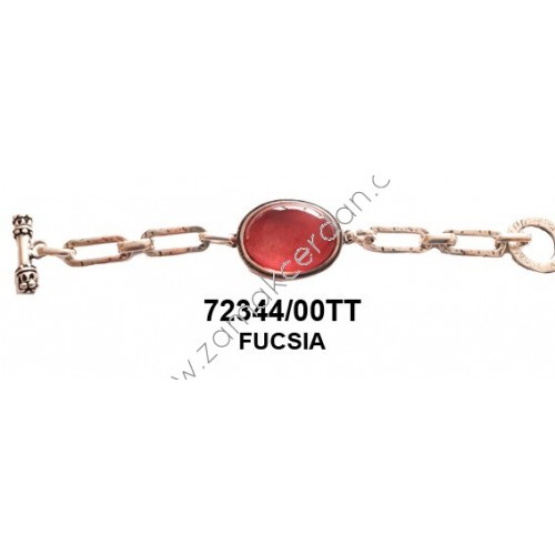PULSERA COMPLETA ESLABONES Y RESINA FUCSIA