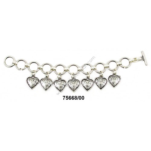 PULSERA COMPLETA CON CORAZONES COLGANDO GRANDES