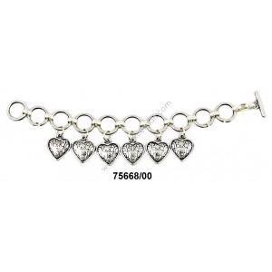 PULSERA COMPLETA CON CORAZONES COLGANDO GRANDES